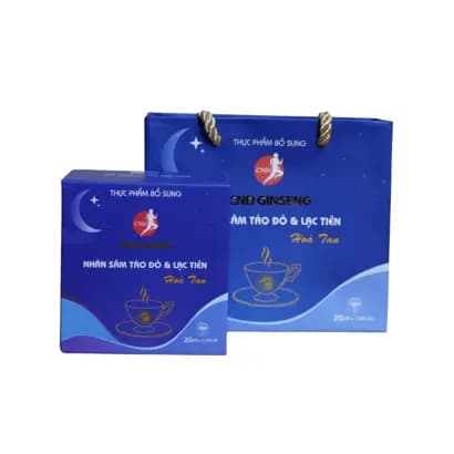 Thực phẩm bổ sung Nhân Sâm Táo Đỏ và Lạc tiên hoà tan CND GINSENG Hộp 20 gói ( kèm túi )